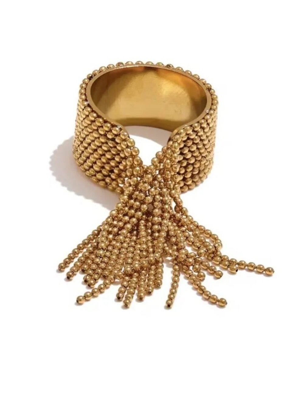 Anthropologie Chain Tassel Ring 7 Size Boho Steampunk Y2K Gold 18k Plated